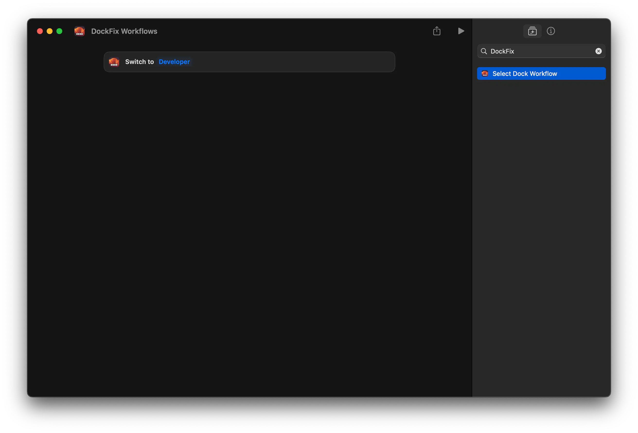 DockFix Apple Shortcuts integration